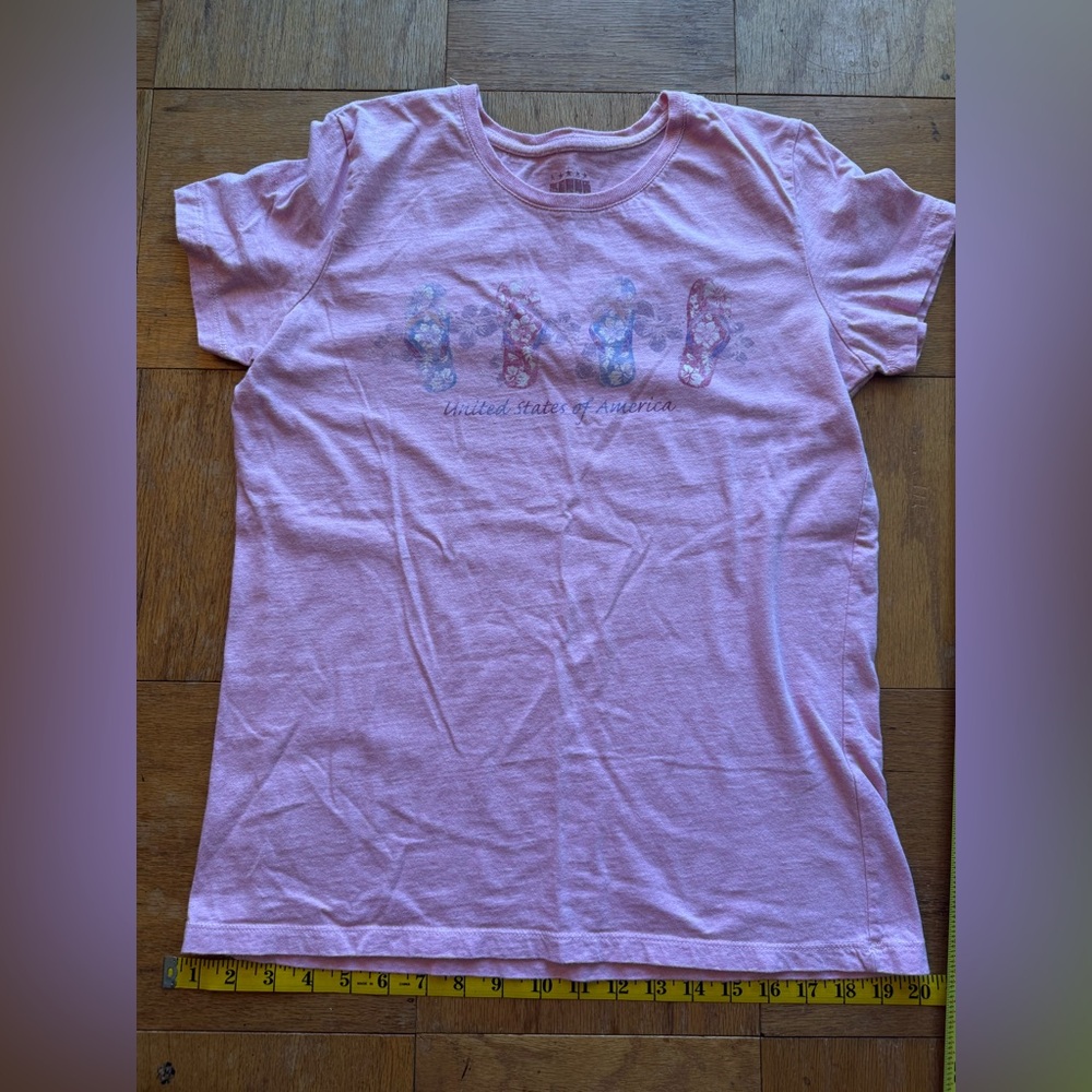 Women's USA Beach Sandals Pink Short Sleeve Shirt Size Medium